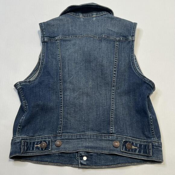 Levis Denim Vest Womens Small Sleeveless Trucker Jean Jacket Distressed Western - Picture 9 of 11